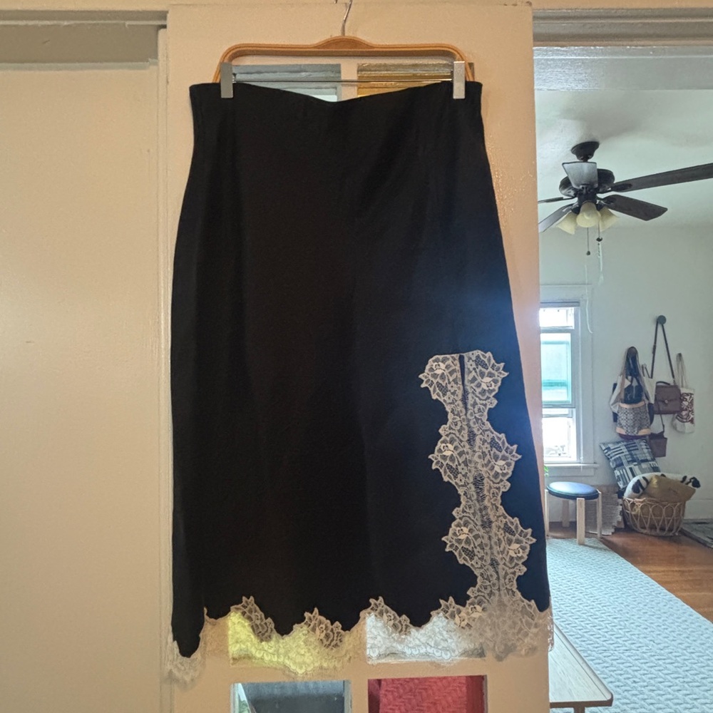 J. Crew Black Skirt with White Lace Detail